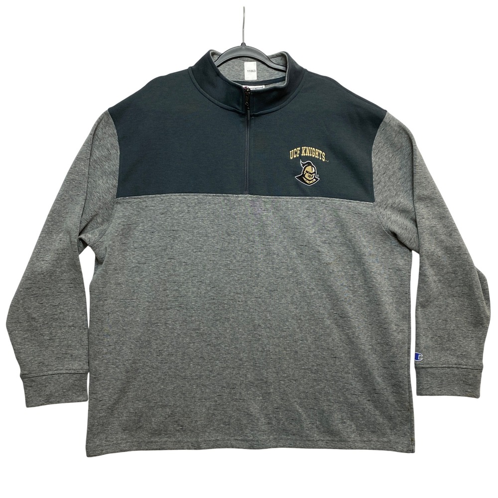 Champion Pullover Mens 2XL Gray UCF Knights Quarter-Zip Colorblock
